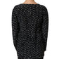 Black SIlk Long Sleeves Deep V-neck Blouse Top
