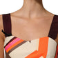 Multicolor Striped Cotton Sleeveless Draped Peplum Top