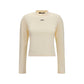 Beige Cotton Long Sleeve T-Shirt