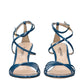 Blue Leather Stiletto Heel Sandals