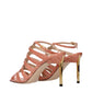 Pink Leather Stiletto Heel Sandals