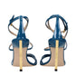 Blue Leather Stiletto Heel Sandals