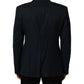 Blue Wool Logo Single Breasted Coat Jacket