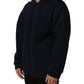 Black Cotton Full Zip Hooded Bomber Jacket