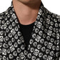 Black White Silk Men Wrap Robe Coat Jacket