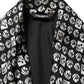 Black White Silk Men Wrap Robe Coat Jacket