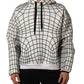 White Black WarpGrid Pattern Hoodie Sweater