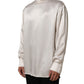 White Silk Long Sleeves Turtleneck Sweater