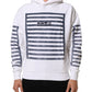 White Blue Stripe Hooded Sweatshirt Sweater