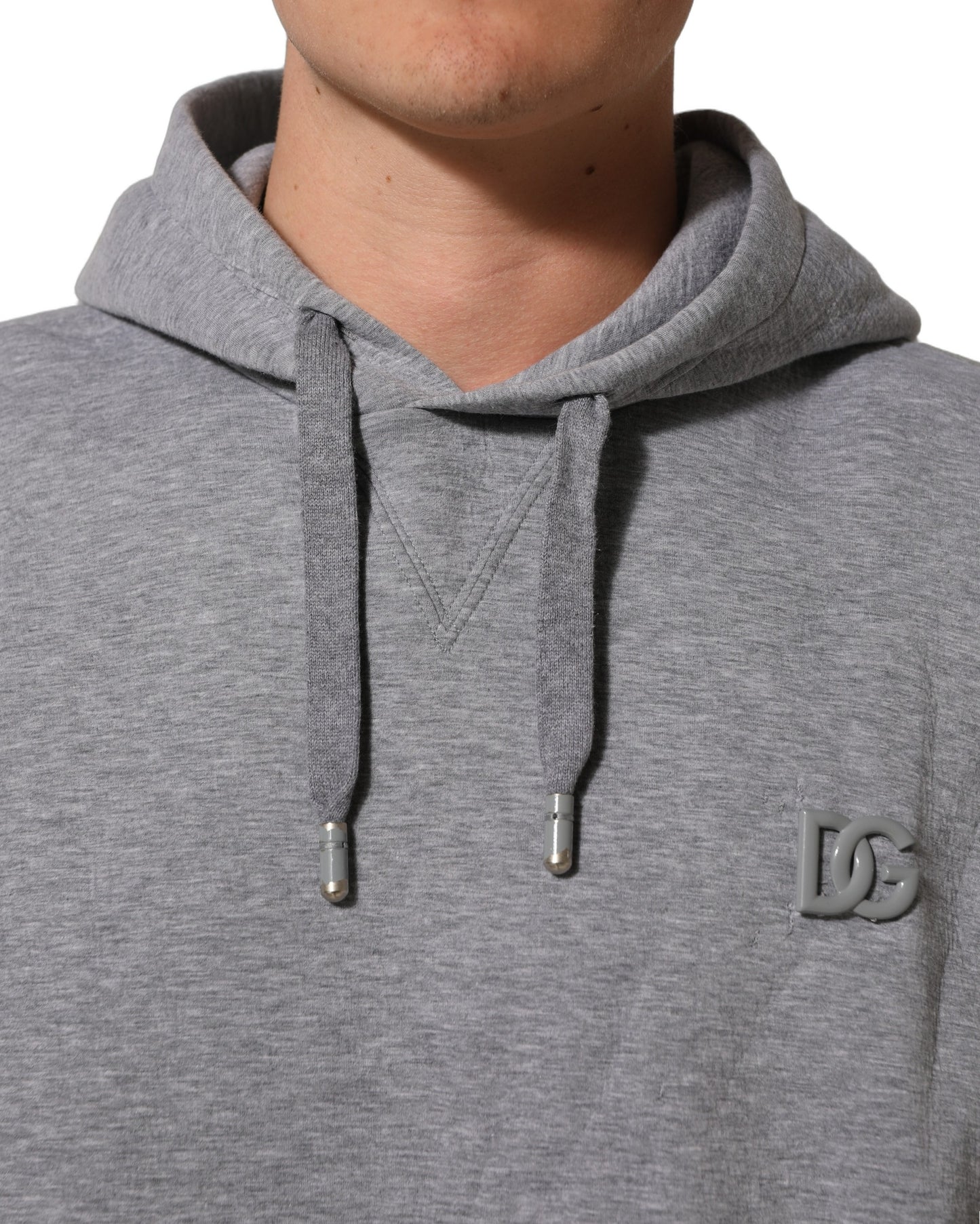 Gray Cotton Logo Hooded Sweatshirt Sweater