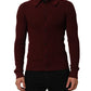 Burgundy Wool Button Down Cardigan Sweater