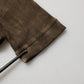 Brown Cotton Buttoned Henley Pullover Sweater