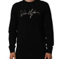 Black DG Embroidered Crew Neck Pullover Men Sweater