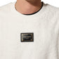 White LogoPlaque CrewNeck Sweatshirt Sweater