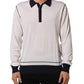 White Silk Collared Henley Pullover Sweater
