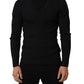 Black Silk Blend V-neck Pullover Men Sweater