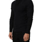 Black Silk Blend V-neck Pullover Men Sweater