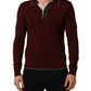 Burgundy Wool Knit Henley Pullover Sweater