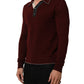 Burgundy Wool Knit Henley Pullover Sweater