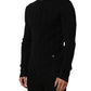 Black Silk Blend Henley Pullover Men Sweater