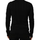 Black Silk Blend Henley Pullover Men Sweater