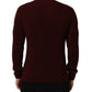 Burgundy Wool Half Zip Men Pullover Sweater