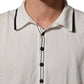 Black Leaf Print Silk Men Crew Neck T-shirt