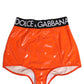 Orange Polyester Logo High Waist Girdle Underwear
