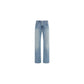 Blue Cotton Straight-Leg Jeans
