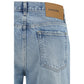 Blue Cotton Straight-Leg Jeans