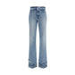 Blue Cotton Flared Jeans