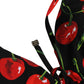 Black Cherry Print Nylon Bikini 2 Piece Swimwear