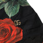 Black Rose Print One Piece Swimsuit Swimwear