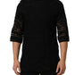 Black Cotton Floral Lace Crew Neck T-shirt