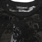 Black Cotton Floral Lace Crew Neck T-shirt