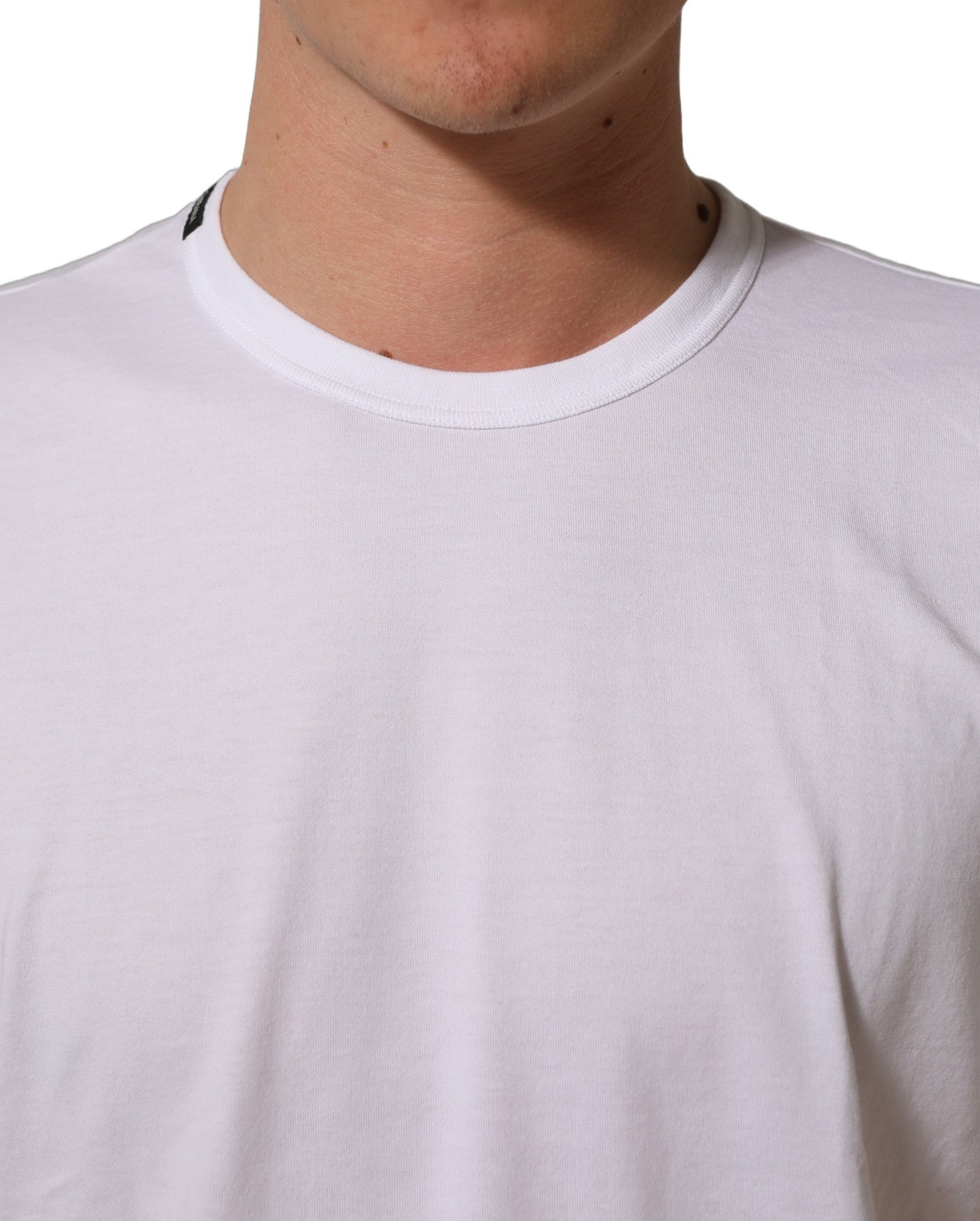 White Cotton Short Sleeves CrewNeck T-shirt