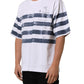 White Blue Stripe Cotton Short Sleeve T-shirt