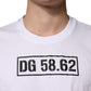 White Cotton Logo Print Crew Neck T-shirt