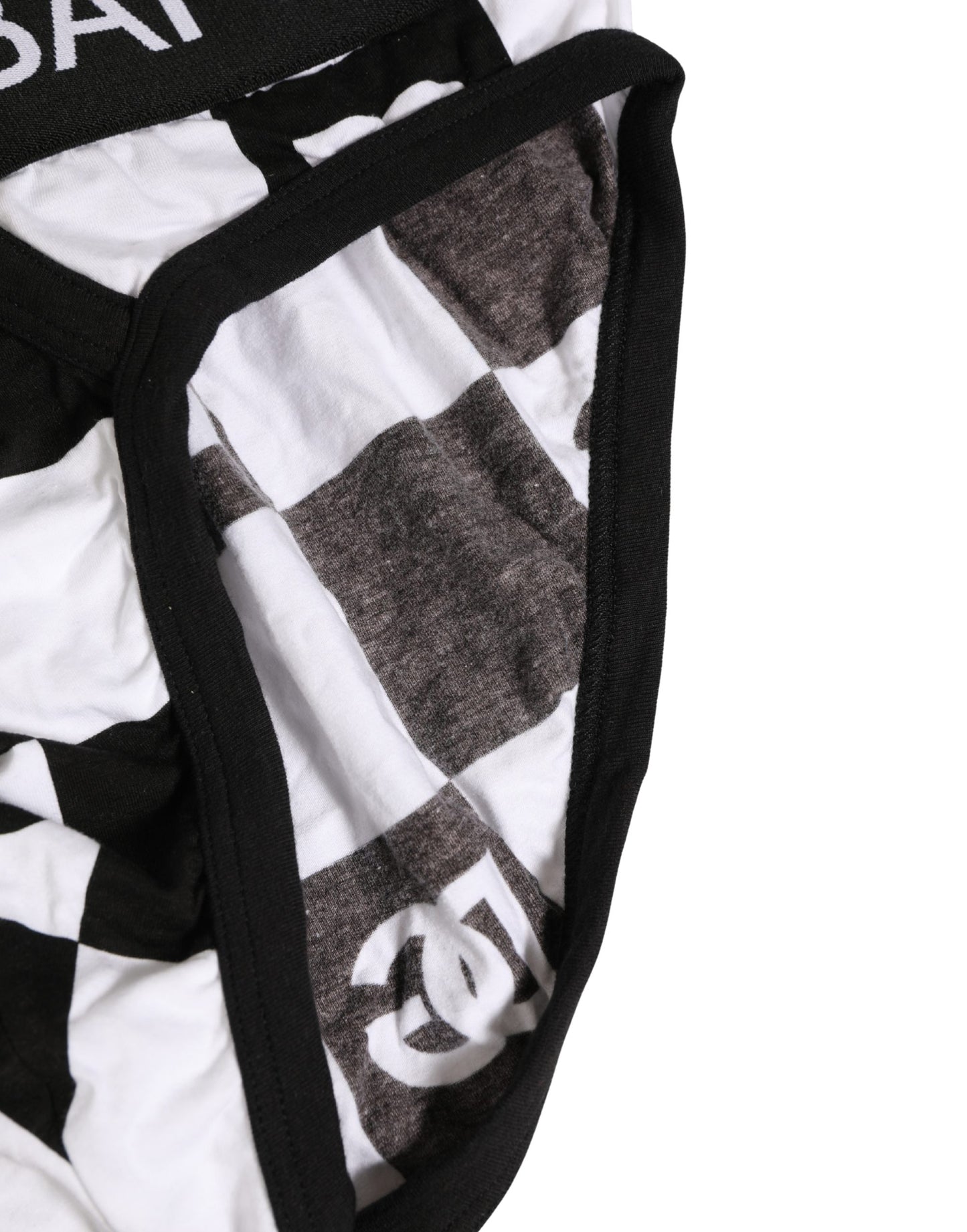 Black White Logo Checkered Midi Brief Underwear