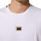 White Cotton Logo Plaque Crew Neck T-shirt