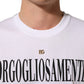 White Logo Round Neck Short Sleeves T-shirt