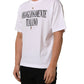 White Logo Round Neck Short Sleeves T-shirt