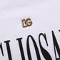 White Logo Round Neck Short Sleeves T-shirt