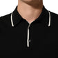 Black Cotton Collared Short Sleeves Men Polo T-shirt