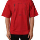 Red Cotton Graphic Print Crew Neck T-shirt