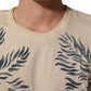 Beige Cotton Graphic Print Crew Neck  T-shirt