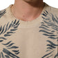 Beige Cotton Graphic Print Crew Neck T-shirt