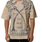 Beige Cotton Graphic Print Crew Neck T-shirt