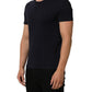 Black Cotton Short Sleeves Crew Neck T-shirt