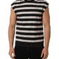 Black White Stripes Cotton Sleeveless T-shirt